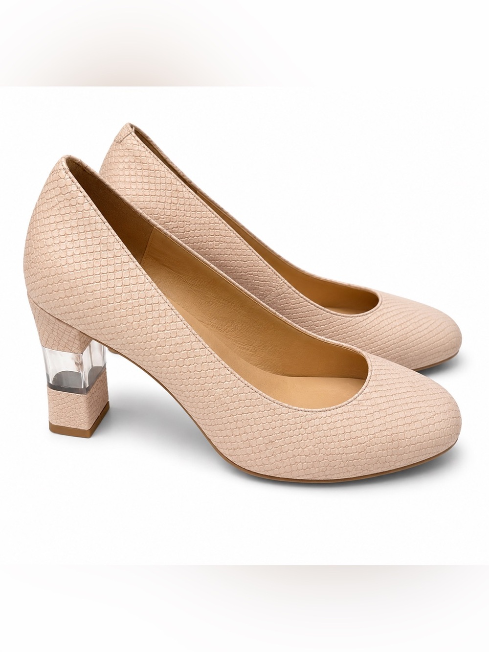 TALBOTS Pink Round Toe Lucite Block Heel Pockets 7.5